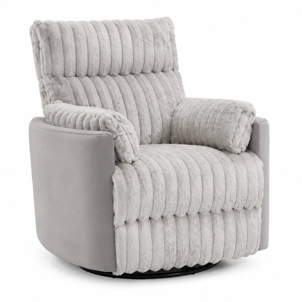 Fauteuil pivotant en métal et tissu peluche Gris