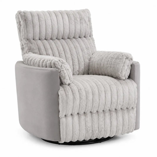 Fauteuil pivotant en métal et tissu peluche Gris