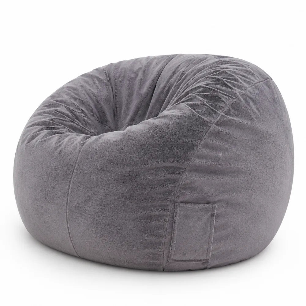 Pouf poire en tissu microfibre gris