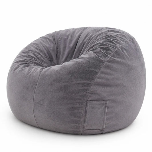 Pouf poire en tissu microfibre gris
